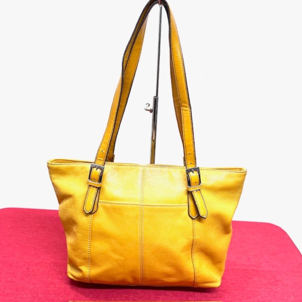 Tignanello Grain Leather Medium Yellow Shoulder Bag + FREE Silk Floral Scarf(39 - Picture 11 of 13